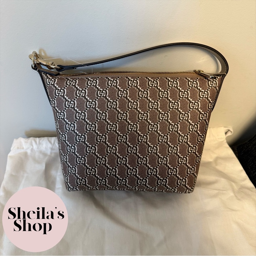NWT Gucci GG Shadow Monogram Super Mini Ophidia Shoulder Bag in Rock Grey - Picture 5 of 10